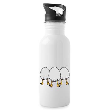 Chick In Egg Crew - Water bottle with straw - white - Right