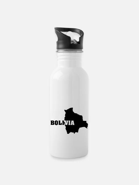 Bolivia (ID: 002004) - Water bottle with straw - white