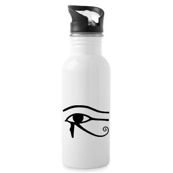 HorusAuge Horus egypt retro vintage symbol - Trinkflasche mit integriertem Trinkhalm - Weiß - Rechts