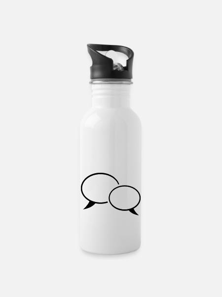 sprechblase_f1 - Water bottle with straw - white