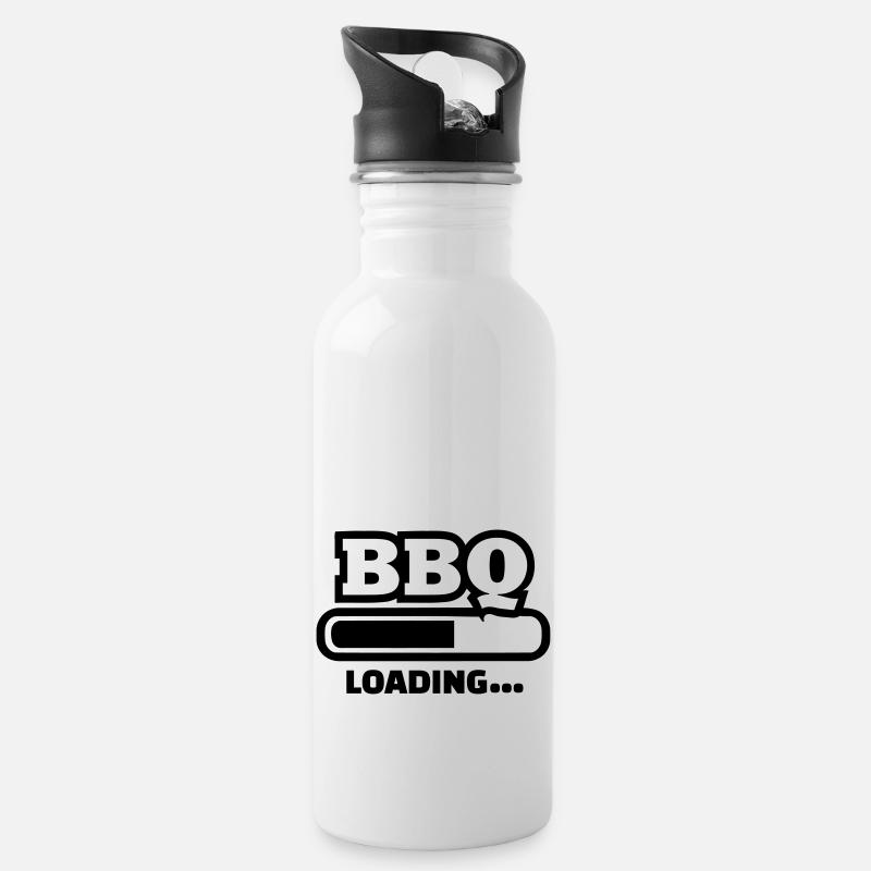 Grillen - Trinkflasche mit integriertem Trinkhalm - Weiß