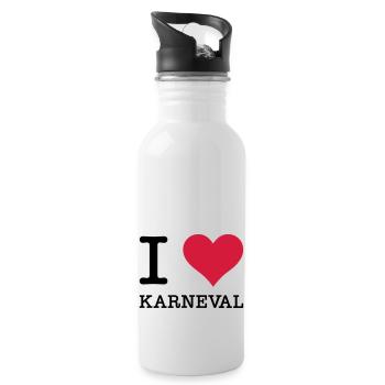 I Love Karneval - Trinkflasche mit integriertem Trinkhalm - Weiß - Rechts