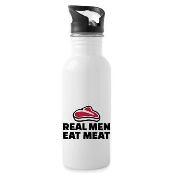 Fleisch - Trinkflasche mit integriertem Trinkhalm - Weiß - Rechts