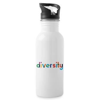 Diversity - Rainbow Typography - Water bottle with straw - white - Right