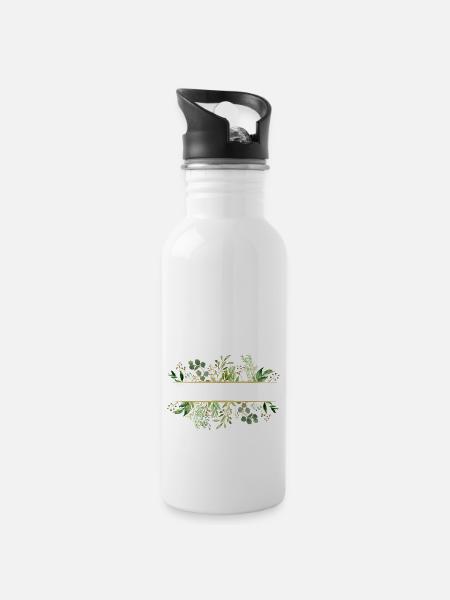 Leaf frame - Trinkflasche mit integriertem Trinkhalm - Weiß