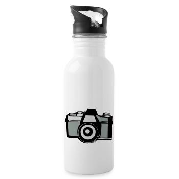 vintage_camera_1 - Trinkflasche mit integriertem Trinkhalm - Weiß - Rechts