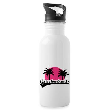Griechenland - Trinkflasche mit integriertem Trinkhalm - Weiß - Rechts