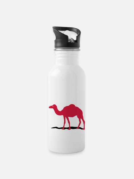 camel - Water bottle with straw - white