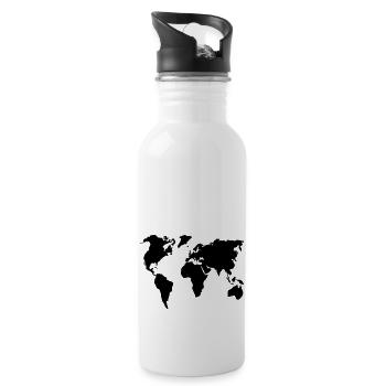 Weltkarte - Trinkflasche mit integriertem Trinkhalm - Weiß - Rechts