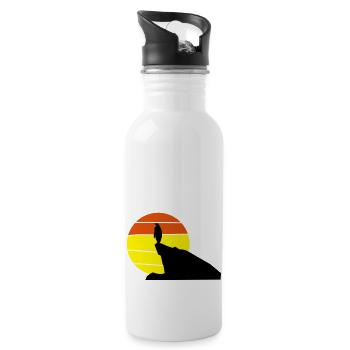 pinguin_sonnenuntergang - Trinkflasche mit integriertem Trinkhalm - Weiß - Rechts