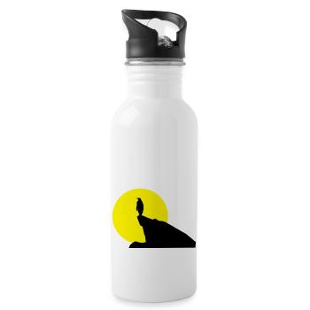 pinguin_bei_vollmond - Trinkflasche mit integriertem Trinkhalm - Weiß - Rechts