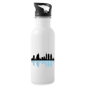 city skyline - Water bottle with straw - white - Right