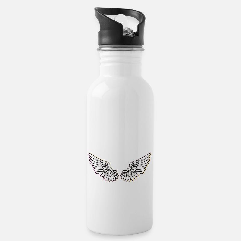 Engelsflügel 7 - Trinkflasche mit integriertem Trinkhalm - Weiß