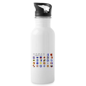 Ocean International Code Sea Flags, Marine Clothes - Water bottle with straw - white - Right