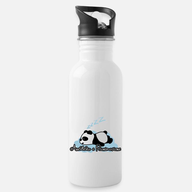 Panda-Anästhesie und Wiederbelebung - Trinkflasche mit integriertem Trinkhalm - Weiß