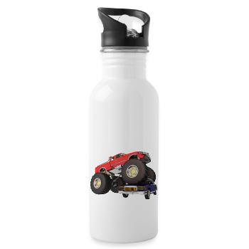 Monstertruck, Geländewagen, Pickup, Van - Trinkflasche mit integriertem Trinkhalm - Weiß - Rechts