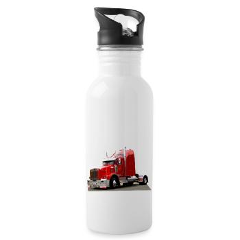 American retro truck - Water bottle with straw - white - Right