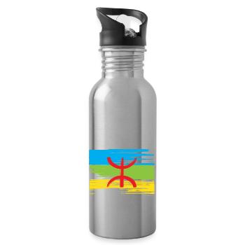 Drapeau Amazigh (Amazigh inside) - Gourde avec paille intégrée - argent clair - Droite