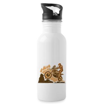 Enduro Motorrad Adventure - Trinkflasche mit integriertem Trinkhalm - Weiß - Rechts
