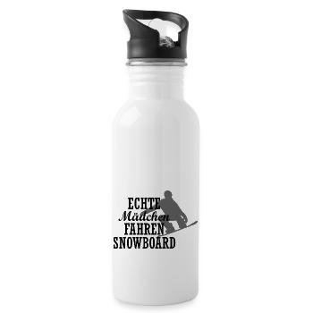 Snowboard Snowboarder - Trinkflasche mit integriertem Trinkhalm - Weiß - Rechts