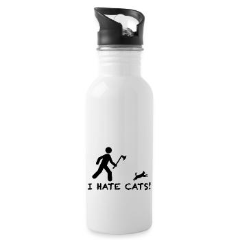 Je déteste les chats, le sarcasme ironiquement les dictons drôles - Gourde avec paille intégrée - blanc - Droite