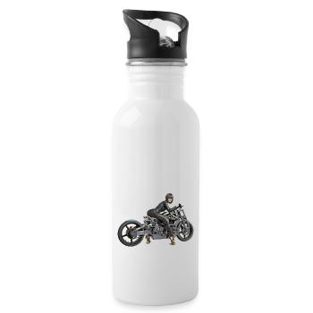 Biker girl, Femme sexy avec moto - Gourde avec paille intégrée - blanc - Droite