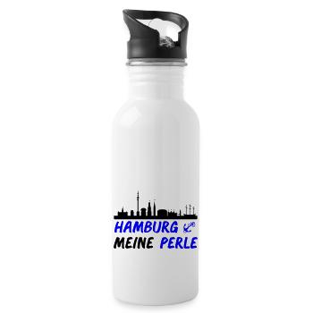 Hamburg - Trinkflasche mit integriertem Trinkhalm - Weiß - Rechts