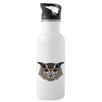 Eule Polygon Kauz - Trinkflasche mit integriertem Trinkhalm - Weiß - Rechts