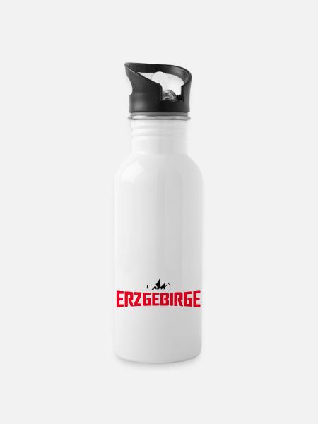 Aus dem Weg ich muss ins Erzgebirge - Trinkflasche mit integriertem Trinkhalm - Weiß