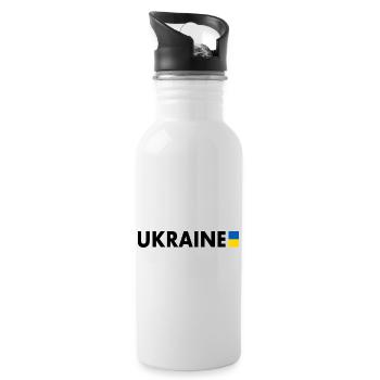 Ukraine - Trinkflasche mit integriertem Trinkhalm - Weiß - Rechts