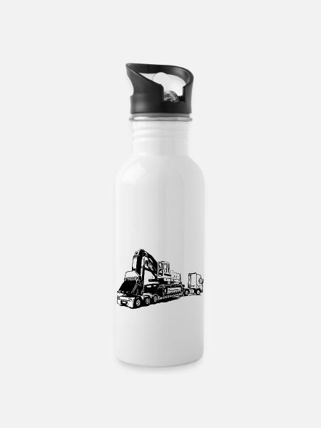 Bagger - Trinkflasche mit integriertem Trinkhalm - Weiß