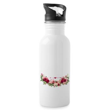 team de la Mariée evjf t-shirt assorti floral - Gourde avec paille intégrée - blanc - Droite