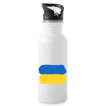 Stay with Ukraine - Trinkflasche mit integriertem Trinkhalm - Weiß - Rechts