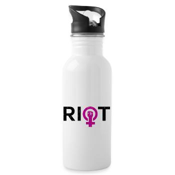 Riot Venus Frauen Power - Trinkflasche mit integriertem Trinkhalm - Weiß - Rechts