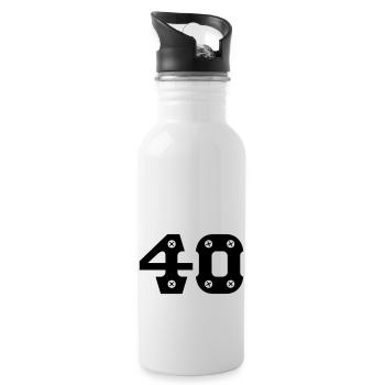 40th birthday - Water bottle with straw - white - Right