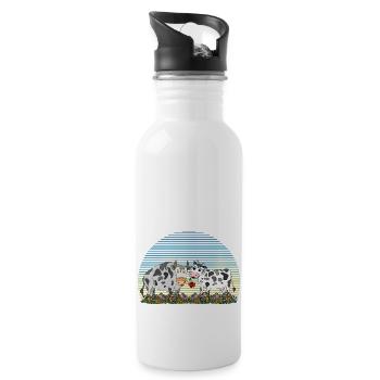 Cow and bull - Water bottle with straw - white - Right