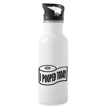 I pooped today quote - Water bottle with straw - white - Right