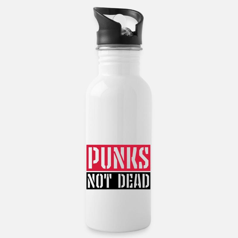 punks not dead Zitat - Trinkflasche mit integriertem Trinkhalm - Weiß
