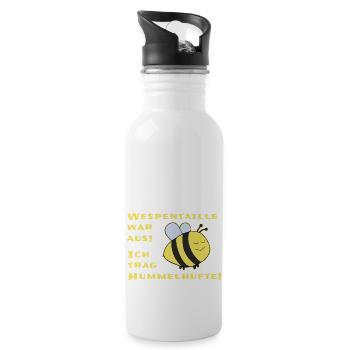 Hummel Dick Mollig Lustige Sprüche - Trinkflasche mit integriertem Trinkhalm - Weiß - Rechts