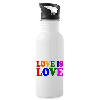 Love is love - Trinkflasche mit integriertem Trinkhalm - Weiß - Rechts