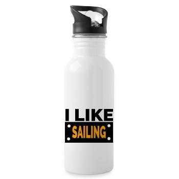 Segeln - Trinkflasche mit integriertem Trinkhalm - Weiß - Rechts