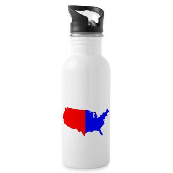 Usa Rouge Bleu Carte Silhouette - Gourde avec paille intégrée - blanc - Droite