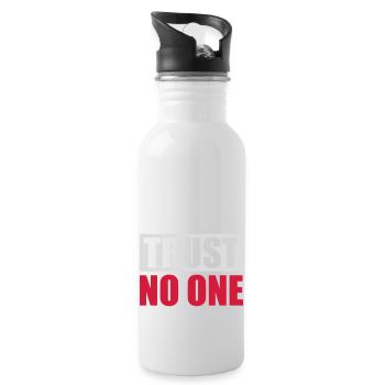 trust no one Zitat - Trinkflasche mit integriertem Trinkhalm - Weiß - Rechts