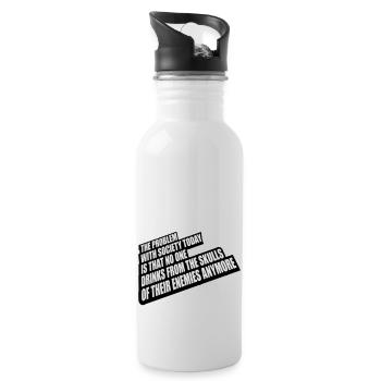 drinks from enemies skulls - Water bottle with straw - white - Right