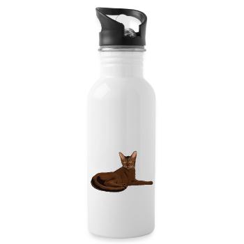 Abyssinian cat - Water bottle with straw - white - Right