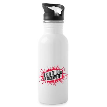 run better than government - Water bottle with straw - white - Right
