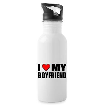 I love my boyfriend - Gourde avec paille intégrée - blanc - Droite