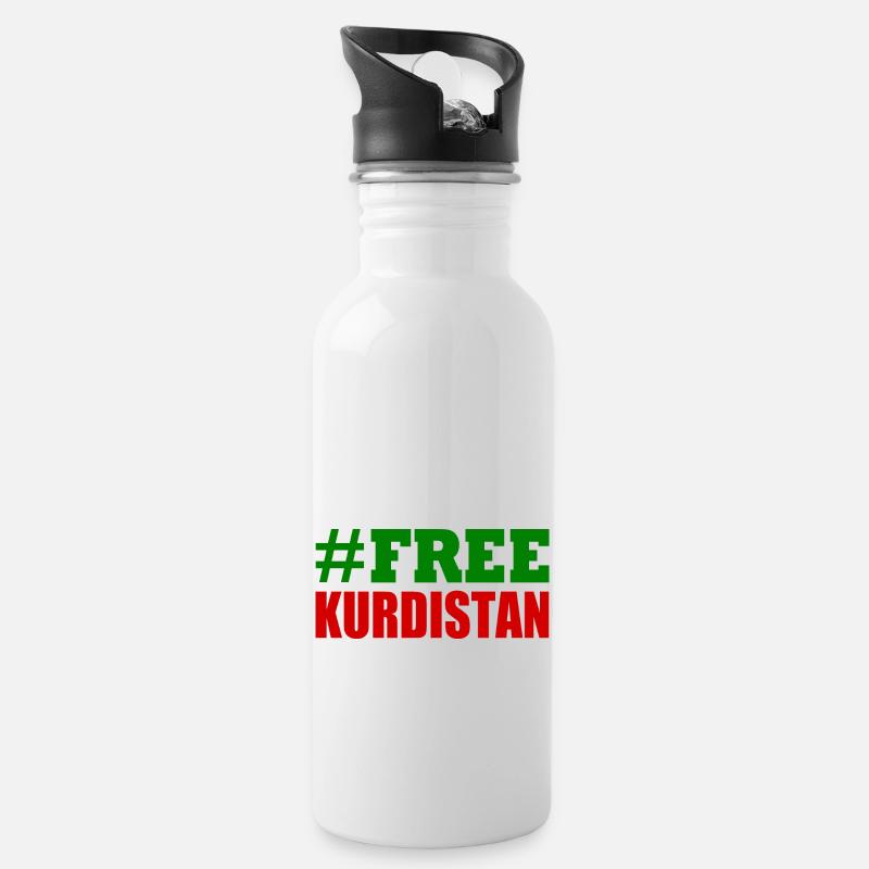 Free Kurdistan - Gourde avec paille intégrée - blanc