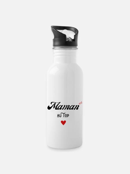 Maman au top idée cadeau - Gourde avec paille intégrée - blanc