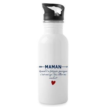 maman questions bébé humour - Gourde avec paille intégrée - blanc - Droite